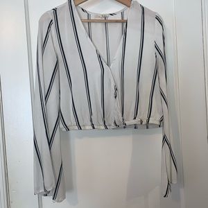 White and black striped top